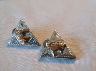 Vintage Southwestern Handmade Sterling Silver 2 Tone Horse Collar Tips