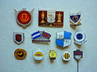 Twelve (12) Vintage Football Club Badges Arsenal Cardiff Portsmouth Etc