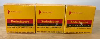 , Old Stock: 3 Kodak Kodachrome K459 8mm Film Exp 1962 25ft Daylight Color
