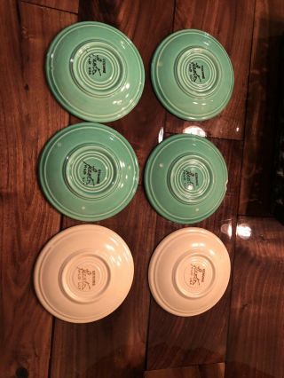 Vintage Fiestaware Saucer Set Green Ivory