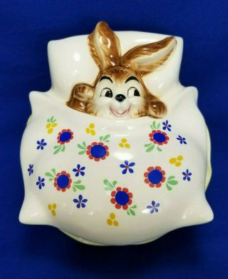 Vintage Goebel W.  Germany Porcelain Easter Bunny Rabbit In Bed Candy Dish