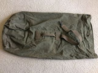 Vintage Military Army Green Canvas Duffle,  Laundry Bag,  Rucksack W/ Names On It