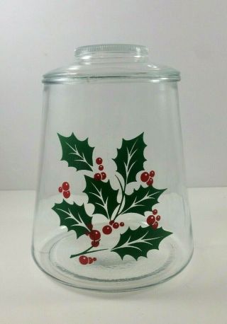 Bartlett Collins Christmas Cookie Jar Holly And Berries With Lid Vintage