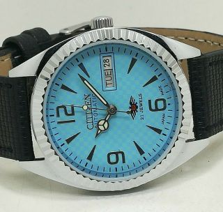 Citizen Automatic Mens Steel Vintage Day Date Blue Dial Watch Run Order 2