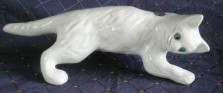 Vintage Camark Deluxe Artware 16 " Long White Cat Kitten Pottery Figure