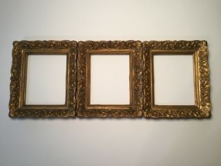 3 Vintage Ornate Embossed Plastic Frames With Oval Gilded Glass 3 1/2” X 5” Usa
