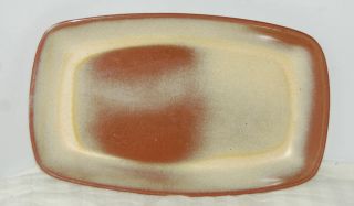 Vintage Frankoma Pottery 5ps Oblong Serving Plate Platter Desert Sand Brown 9.  5 "