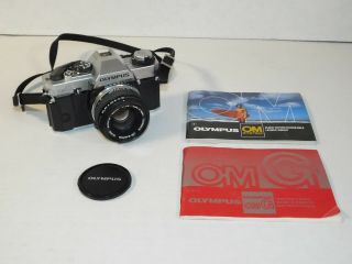 Vtg Olympus Omg Slr 35mm Film Camera Om - System Zuiko Auto - S 50mm 1.  8 Lens Japan