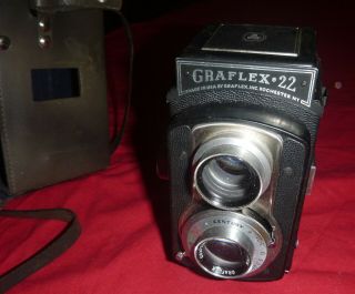 Vintage Graflex 22 Tlr Twin Lens Reflex Camera,  Case,  85mm Lens