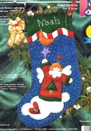 Vintage Prim Angel Christmas Stocking Kit Felt Applique Janlynn 1999 Holly Witt