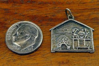 Vintage Silver Suomi Finland Country Log Cabin Cottage House Patina Charm