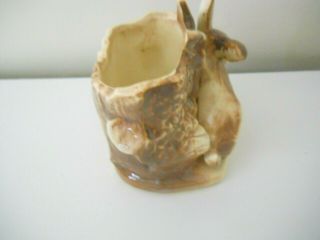 Vintage 1951 McCOY Rabbits and Stump Planter Beige and Brown USA 4
