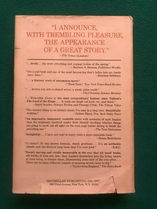 WATERSHIP DOWN Richard Adams 1972 Hardcover with Dust Jacket 2
