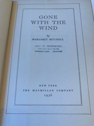 Gone With The Wind By Margaret Mitchell 1936 First Edition; December 1936 2