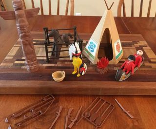 Vintage Playmobil Native American Indian Camp Set 1977 Almost Complete Geobra