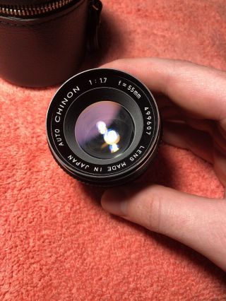 Vintage Chinon 1 : 17 55 MM Lens With Leather Case 3
