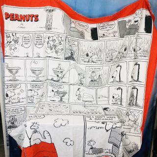 Vintage Snoopy Peanuts Gang Schultz Fabric Shower Curtain Chf Comic Strip
