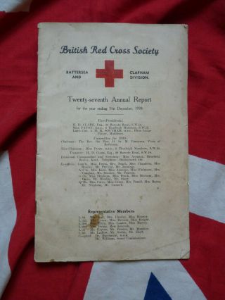 Vintage 1938 British Red Cross Society Annual Report Book Battersea And Clapham