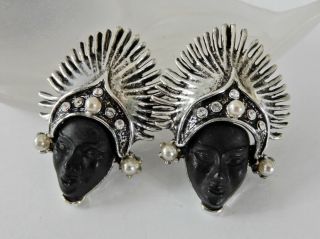 Vintage Pam Thai Dancer Rhinestone Earrings M601