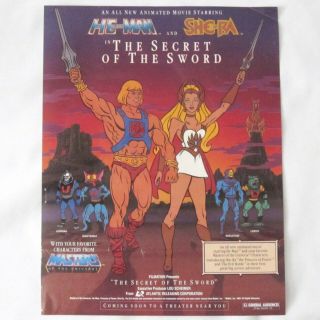 Vintage 1985 He Man & She Ra Secret Of The Sword 8.  5x11 " Mini Movie Poster
