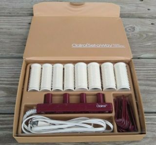 Vintage Clairol Set - A - Way Travel Hairsetter Hot Rollers Compact Case Beige