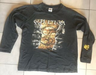 Vintage Sepultura Against Tour 1998 T - Shirt Long Sleeve Blue Grape Metal