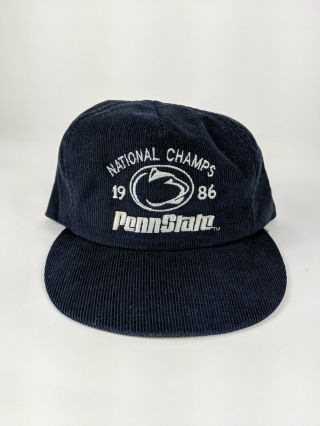Vintage Penn State 1986 National Champs Corduroy Blue Snapback Hat