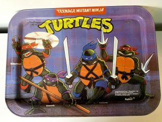 Vintage 1988 Teenage Mutant Ninja Turtles Metal Folding Tv Tray