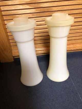 Vintage Tupperware Hourglass Salt And Pepper Shakers 6 " Tall White 718