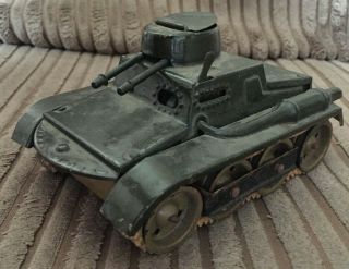 Vintage Tinplate Clockwork Military Tank Toy Model