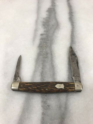 Schrade Cut.  Co Walden Ny Vintage Bone Handle 2 Bladed Jack Knife