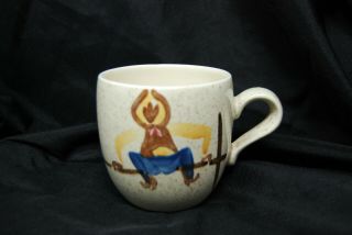 Vintage Red Wing Pottery Round Up Cowboy Mid Century Coffee Mug Western Cup