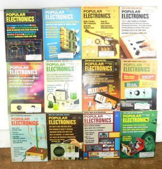 ]popular Electronics Magazines 1968 " 14 " Issues Radio,  Tv,  R/c,  Speakers B12