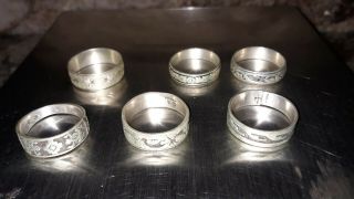 6 Vintage Mens Southwestern Sterling Silver Rings Sz 10.  75 - 12