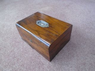 Antique Vintage Mahogany Sewing Box Desk Top Storage Box With Tray & Handle