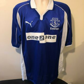 Everton Football Shirt 2000 2002 Retro Classic Xl Vintage Efc Toffees Soccer Kit