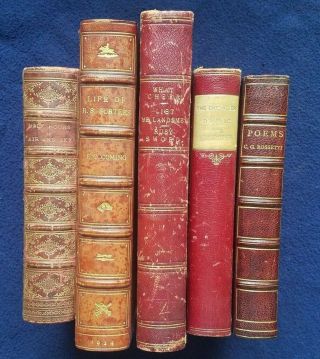 Instant Library Set Of 5 Red / Orange Vintage Hardcover Books | Great On Shelf