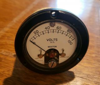 Vintage Weston Voltmeter Meter Model 1521 Dc 0 - 100 Ruggedized