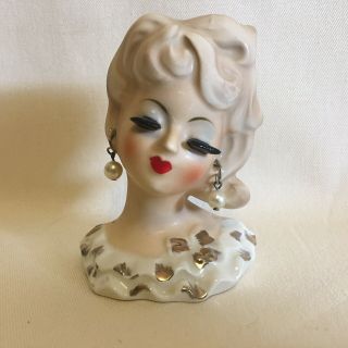 Vintage Tilso 3 " Lady Head Vase