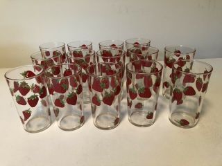 14 Vintage Strawberry Drinking Juice Glasses