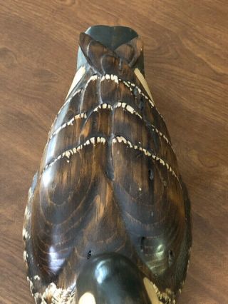 Vintage Tom Taber John Fairfield Carved Wooden Duck Decoy Candian Goose? 3