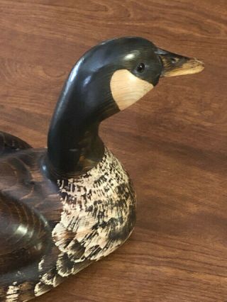 Vintage Tom Taber John Fairfield Carved Wooden Duck Decoy Candian Goose? 8
