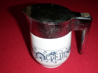 Vintage Gemco Creamer Old Town Blue Cream Flip Top Corelle Pyrex Cup Jug Pitcher
