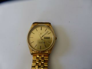 Vintage Mens Pulsar Quartz Alarm Chronograph Gold Tone Watch