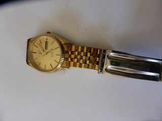 Vintage Mens Pulsar Quartz Alarm Chronograph Gold Tone Watch 3