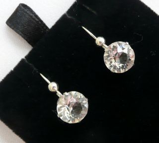 Vintage Art Deco Sterling Silver Rock Crystal Earrings