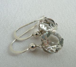 Vintage Art Deco Sterling Silver Rock Crystal Earrings 3