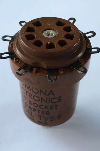 (1) Vintage Pomona Electronics 9 - PIN Vacuum TUBE TEST SOCKET - Model TVS - 9 2