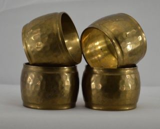 Vintage Hammered Brass Napkin Ring Set Of Four - Made In India - Napkin Holdergo
