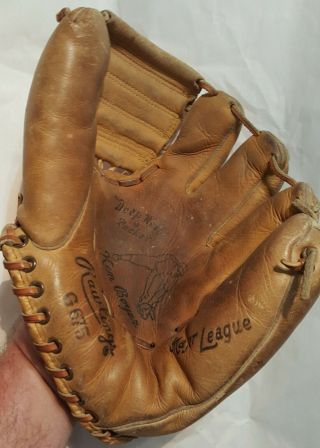 Vintage Rawlings Ken Boyer Leather Baseball Glove G675 Rh Thrower Button Strap